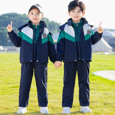 China Comfortable Durable Breathable Custom Your Winter Korean Primary Jacket School Uniform Designs Style Three Piece Set for sale