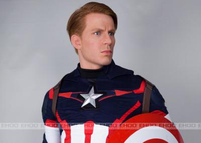 China Captain America Waxwork Waxfigure Sculpture Life Size Movie Statues for sale