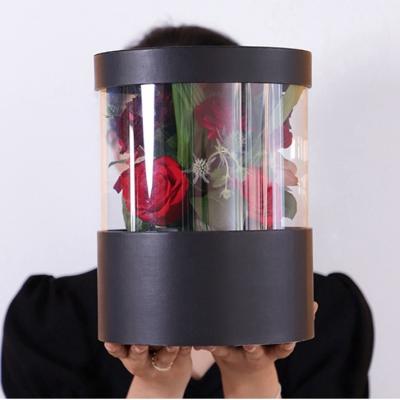 China Customized Gift Box Handmade Round Rose Flower Gift Box Party Transparent Birthday Custom Gift Box for sale