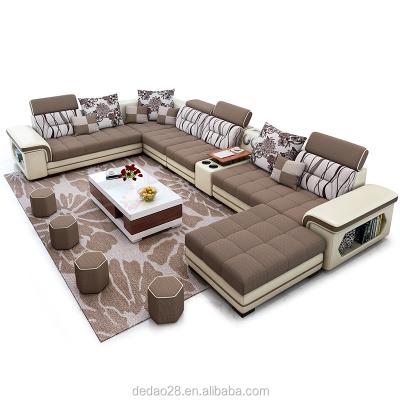 China Modern Play Music Living Room Sofa Set 7 Seater Frame Corner Sectional Sofa Solid Wood Simple Style Sofa Set for sale