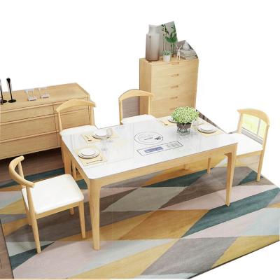 China Foshan Elegant Factory Wooden Dining Table Set With Glass Top Table Dining Furniture Rectangle Dining Table Set for sale