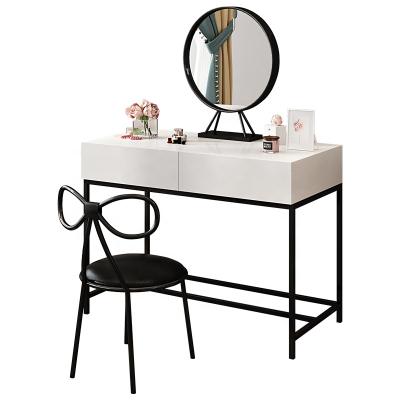 China Ttaly Eco-friendly Design Hot Sale Black Makeup Desk Table With Mirror Vanity Dresser Table And Stool Set for sale