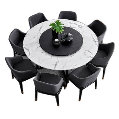 China European Marble Top Design Round Circular Marble Top Dining Table Designs With Wood Leg Center Round Rotating Dining Table for sale