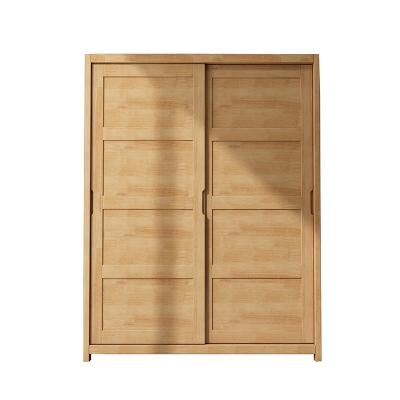 China Good Quality Sliding Door Wardrobe Cabinet With Drawers 100% Solid Wood Bedroom Furniture Nordic Modern Design Clothes Cabinet for sale