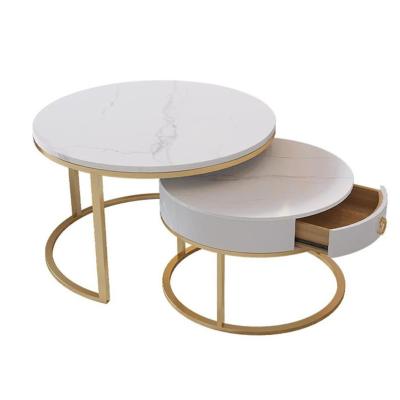 China Direct sales modern living room factory round table creative metal the coffee table marble for sale