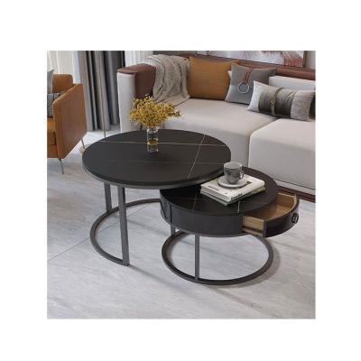 China China Supplier Wholesale Modern Home Round Metal Light Luxury Modern Home Coffee Tables Marble Sets for sale