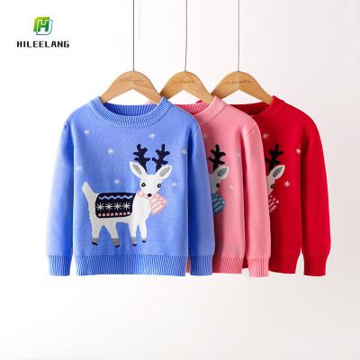 China Anti-pilling Lovely Custom Christmas Baby Girls Boys Toddler Kids Christmas Sweater Knit Cotton Pullover Winter Cartoon Deer Sweater for sale