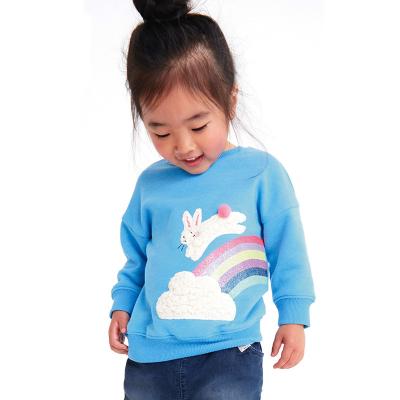 China Autumn Spring Hot Sale Kids Cute Cartoon Applique Anti-wrinkle Tops Pullover Baby Blue Sweatshirt for sale