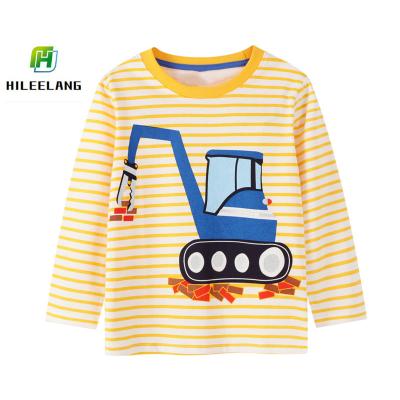 China Anti-pilling New Fashion Kids Long Sleeve Adorable Printed Striped Toddler Boy Top Casual T-Shirt for sale