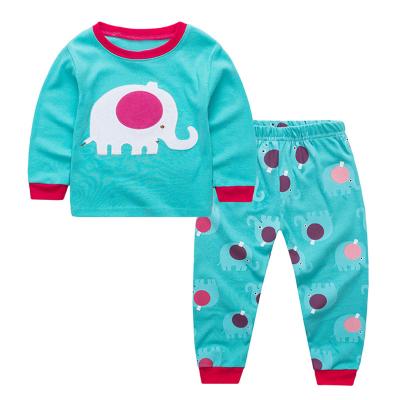 China Amazon New Casual Hot Children Long Sleeve Top Pants Dressing Set Elephant Toddler Girl Pajamas Set for sale