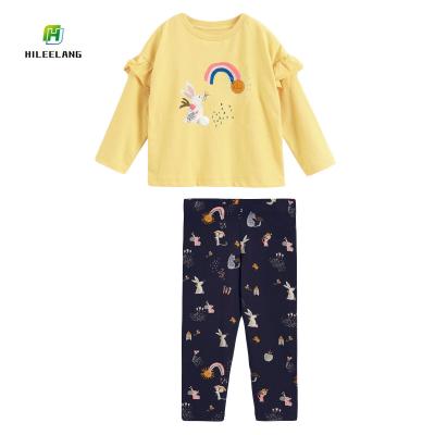 China Wholesale Casual Cheap Rabbit T-shirts Cartoon Toddler Girl Long Sleeve Tops+Pants Kid Dress Set For Girls for sale