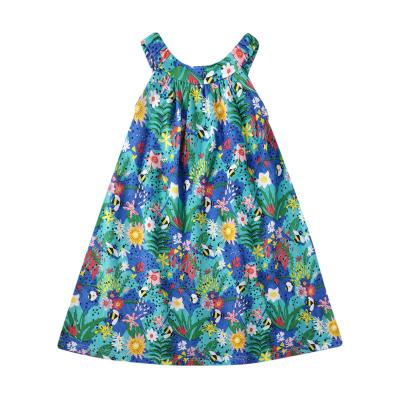 China Breathable Summer Printed Halter Cute Cotton Little Girl Casual Dress for sale