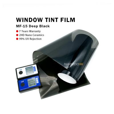 China NASIDO Quality car Solar film MF15 Black 97% IRR HD Nano Ceramic anti heat window film car privacy window tint film for sale