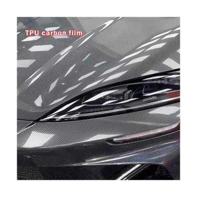 China High Gloss Vinyl Car Wrap Roll 3D Carbon Fiber BLACK Self Adhesive Easy Maintenance for sale