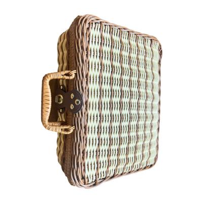 China Viable Factory OEM Suitcase Rattan Kids Gift Mini Hamper Foldable Picnic Handmade Woven Wicker Basket For Storage With Handles for sale