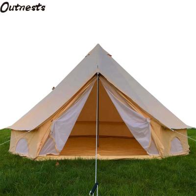 China Straight Tying Type Fire Retardant Medieval Tent Family Bell Proof Permanent Canvas Tent Large for sale