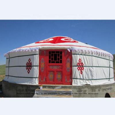 China Diamond Ground Nail hexagonal 8m 10m Dia. Wood Frame Traditional Mongolian Yurt for Resort for sale