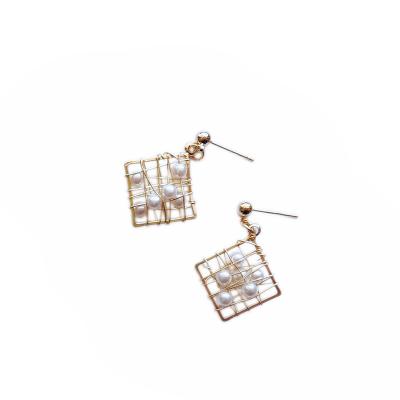 China Fashion TRENDY Jewelry 925 Silver Needle Plated 14K Gold Hand - Woven Earring Earrings Korean Jewelry for sale