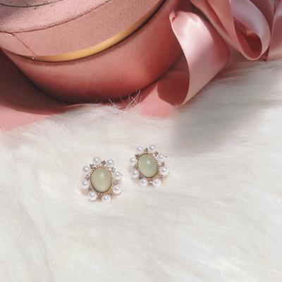 China FASHIONABLE jewelry 925 silver IU Li Zhien needle the same earrings, bead geometric dongdamen, South Korea earrings for sale