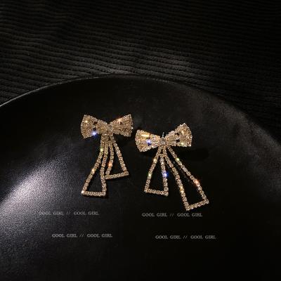 China Fashion jewelry 925 silver needle Korean fashion personalized earrings with diamond zircon bow earrings for sale