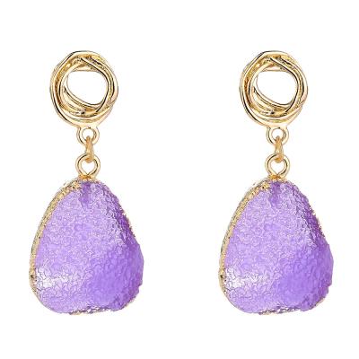 China Popular famous natural stone purple earrings FASHION jewelry earrings, women's style, simple and soft drop water for sale