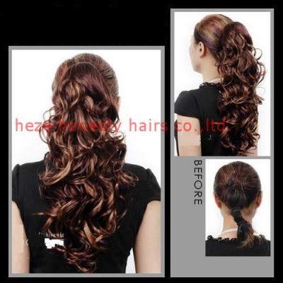 China Wave hair ponytail 100% human hair for sale