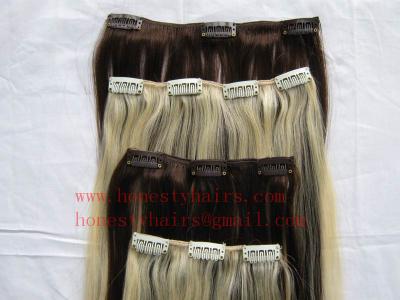 China 100% REMY hair extension, Clips in hair extension 8