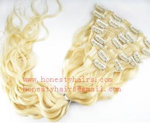 China 100% REMY hair extension, Clips in hair extension 8