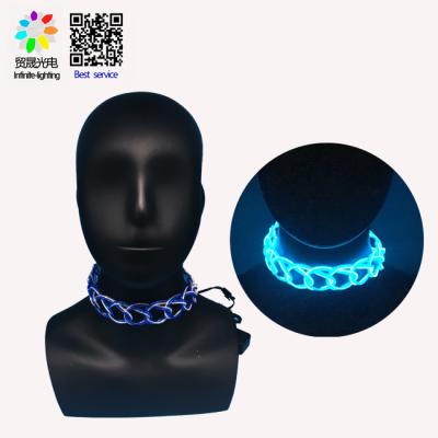 China EL Wire (High Quality Pure Hand Knitting EL Wire Plastic Tube Custom Lighting Up Colorful Led Collar for sale