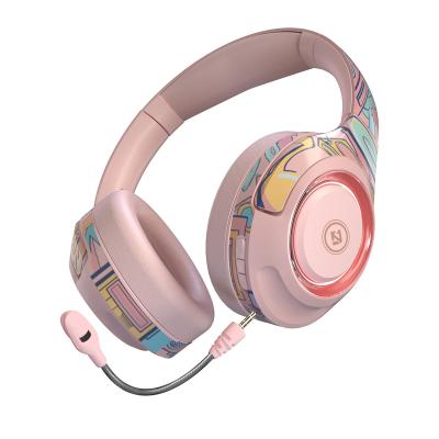 China New style comfortable hand painting cool LED lights sh12 wireless stereo headphone dynamic headphones for company for sale