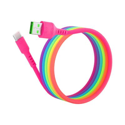 China Customized Logo Charging Type-c Multicolor Charging Cable Fast 6ft Rainbow Style Charging Cord For Mobile Phone for sale