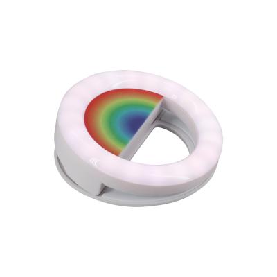 China Photogrphy KH 28 36 Led Rechargeable Battery Operated Clip RGB Instant Selfie Ring Light Zoom Call Phone Light for sale