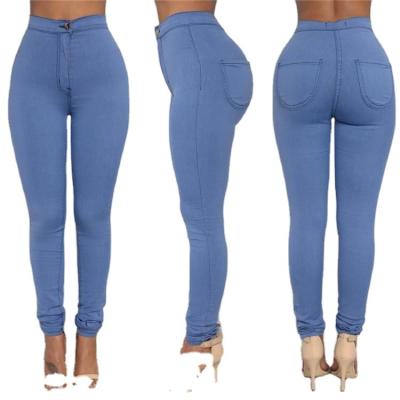 China Viable Wholesale Custom Women Stretch Candy Color High Waist Jeans Denim Pants Skinny Pants Women Pencil Pants for sale