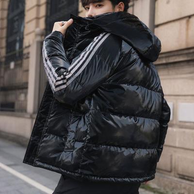 China European and American trend men's new bright warm winter fashion down viable loose hooded jacket for sale