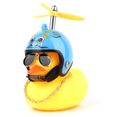 China Rotating Thruster Small Yellow Duck Auto Parts Cartoon Helmet Accessories Car Accessories Glass Dragonfly Animal Bamboo Helmet Necklace for sale