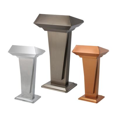 China Modern Lectern Podium Contemporary Church Stainless Steel Lectern Floor Standing Gold Plating Metal Black White Green Copper Lectern for sale