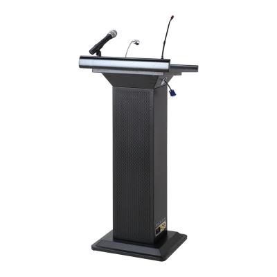 China Modern Sound Powder Plus Lectern Multi Functional Church Pulpit Wireless Conference Lectern Sound Podium with Light Microphone Speaker for sale