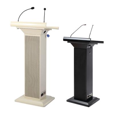 China Modern Conference Pulpit Metal Iron Steel Podium Church Lectern Pulpit with Microphones Light Speakers for sale