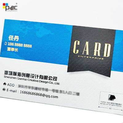 China Recycled Materials Elegant Wholesale Custom Name Card Printing Gold Edge Side Embossed Hot Foil Stamped Business Card for sale