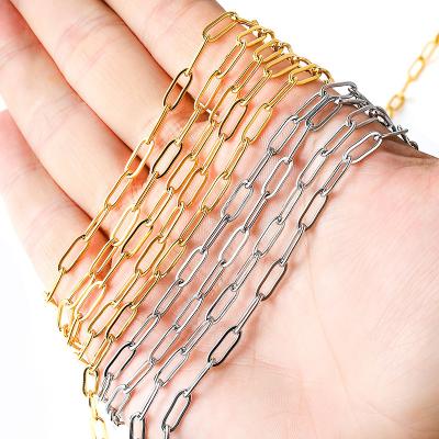 China Flat Stainless Steel Oval 18k Gold Plated Paper Clip 4x12mm Over Silver Gold Stainless Steel Chain New Design For Men In Dubai Jewelry for sale