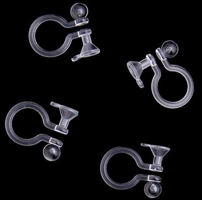 China Earring Clip 2021 Fashion Transparent Plastic Rubber Painless Ear Clip Dangle Invisible No Piercing Earring Clip For Diy Jewelry for sale