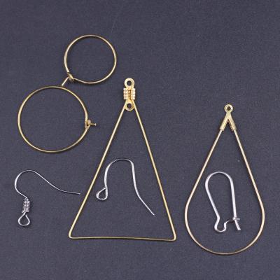 China Cute DIY Gold Plated Brass Circle Earring Wire Jewelry Findings For Wife Gift for sale