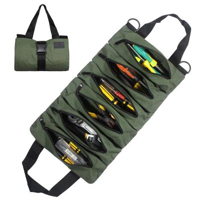 China Multifuction Tool Bag Heavy Duty Rolling Electrician Tool Pouch 6 Pockets Custom Made Canvas Drinking Storage For Man Tool Bag for sale