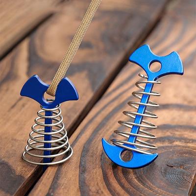 China Outdoor Camping Raising Nail Outdoor Tent Fish Bone Ground Nail Spring Moving Nail Rope Fixed Buckle Camping Accessories Aluminum Nail for sale