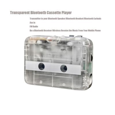 China Amazon Best Seller Transparent Portable Cassette Player in Blue Tooth FM Radio Transmitter and Receiver with Auto-Rever Function 110mm(L)*80mm(H)*32mm(W) for sale