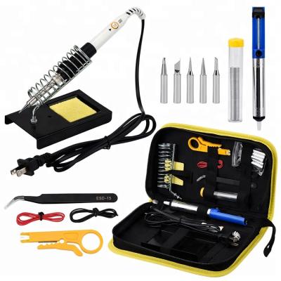 China Home use JCD 60w 110v USA EU plug setting and on/off switch temperature adjustable soldering iron kit for sale