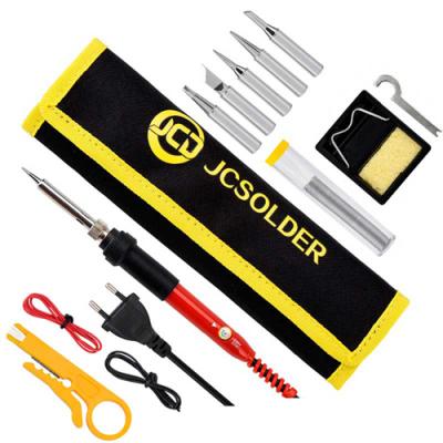 China Home Use JCD 220V 110V 60W Adjustable Soldering Iron Kit With Soldering Iron Tips Solder Wire And Stand for sale