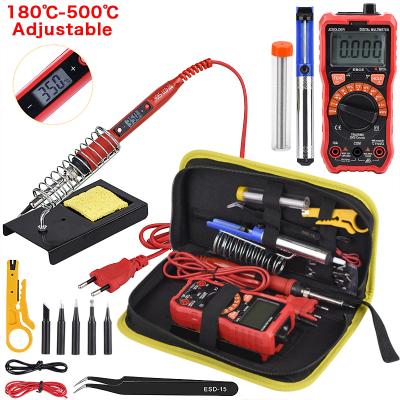 China Soldering Kit 80W Adjustable Temperature Home Use JCD Soldering Iron Tool Kit With Digital Multimeter for sale