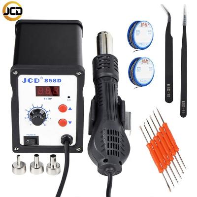 China JCD 858D 110V 220V 750W Digital Temperature Display Air Heat Gun SMD Wind Warm Soft Repair for sale