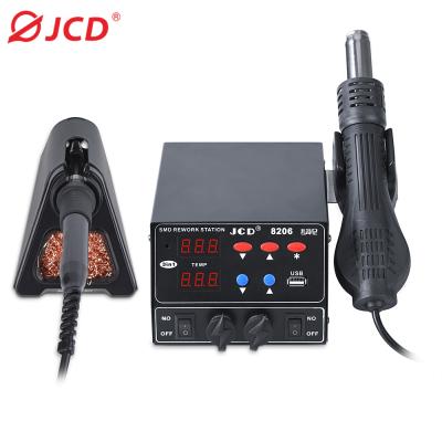 중국 Economical JCD Rework Soldering Station 3 in 1 Reference 8206 SMD Bga Hot Air Solder Rework Solder Soldering Station with Digital Display 판매용